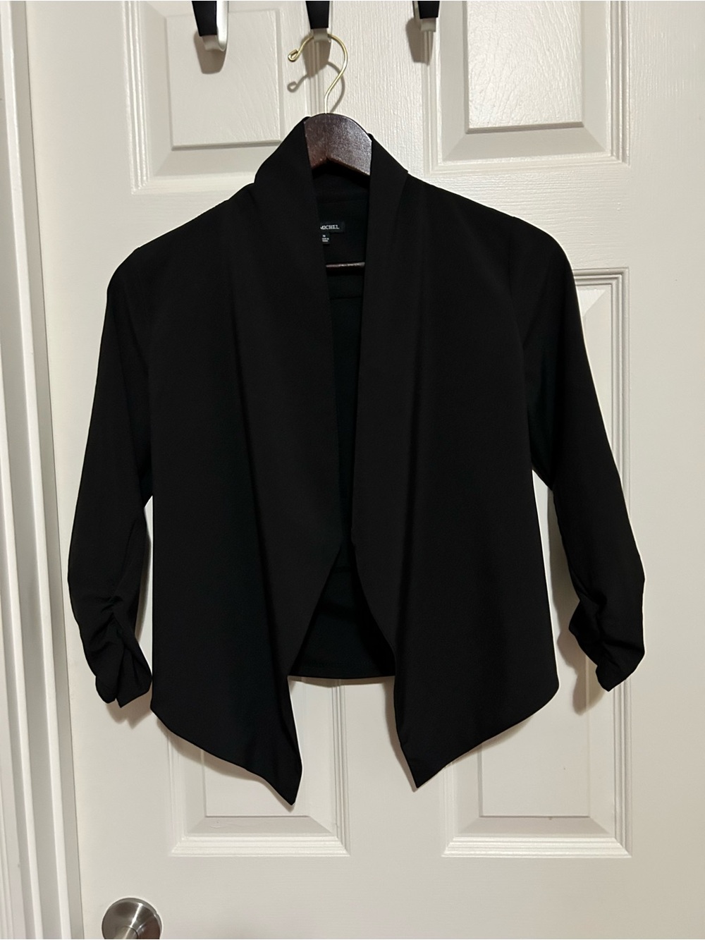 Michele Black Open-Front Draped Blazer/Shirt